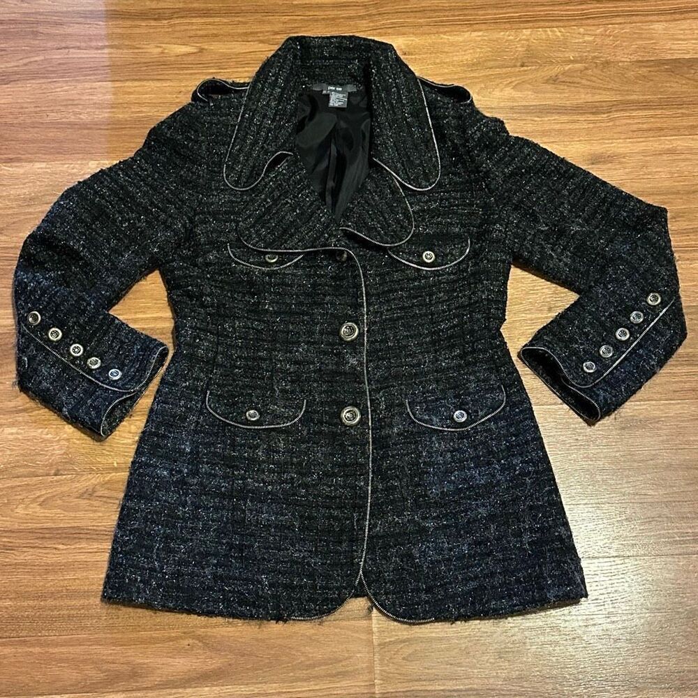 Per Se Tweed Blazer Jacket Button Up | Women Size 10